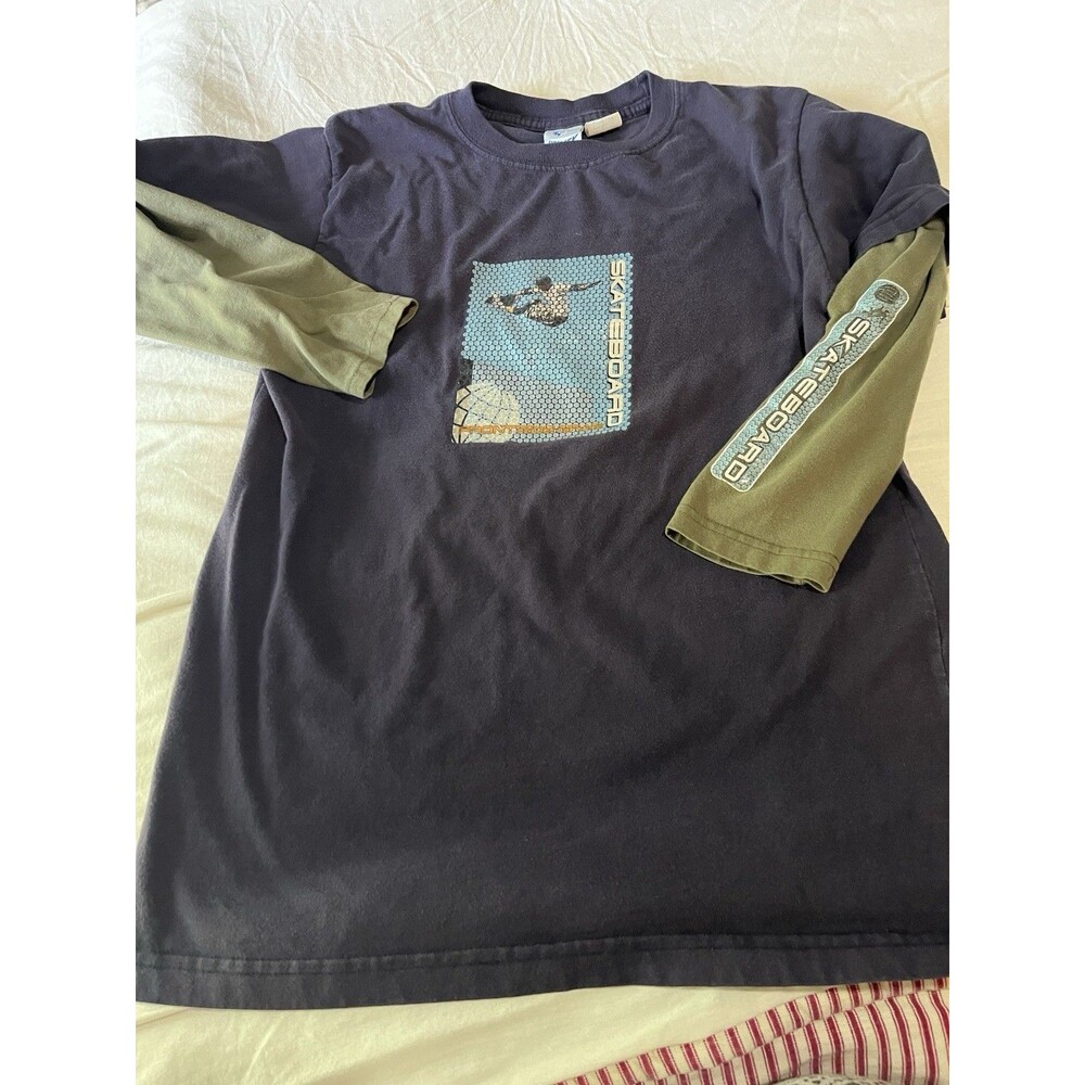 Vintage Utility Skateboard Shirt Half Pipe Honeycomb XL 14/16 Navy Olive